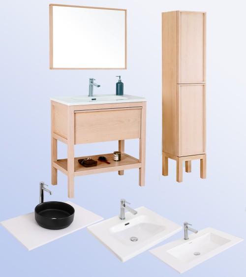 Meuble salle de bain 80 cm - 1 tiroir DIVA