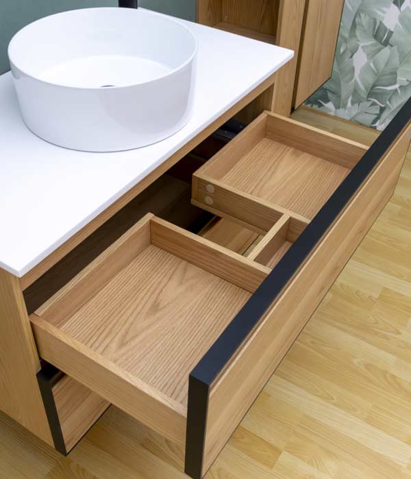 meuble de salle de bain aspect bois